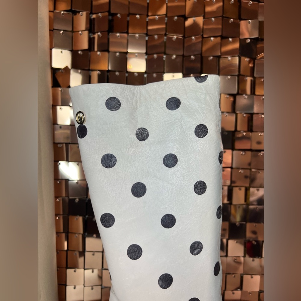 Liu Jo White and Black Polka Dot Heeled Tall Boot Size 35 - Picture 7 of 8